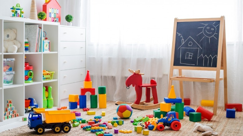 Designated playroom with toys 