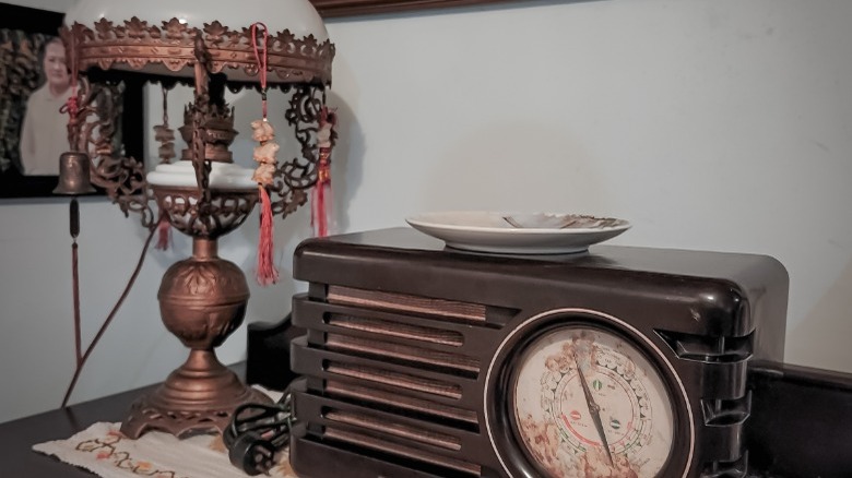 Antiques and collectibles on display 