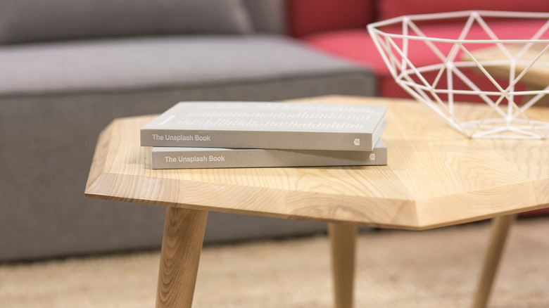 coffee table with books on it
