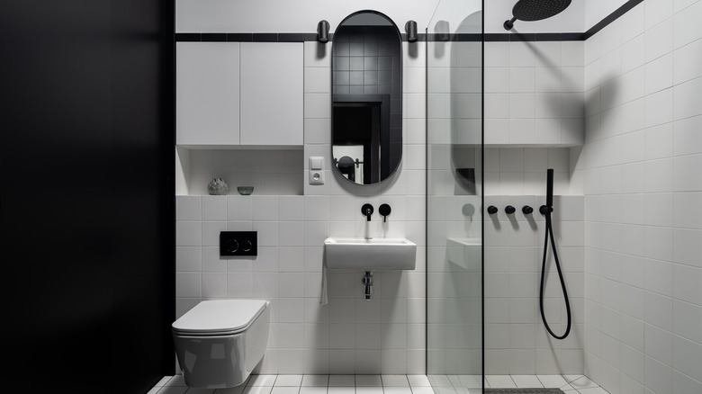 Small black and white bathroom