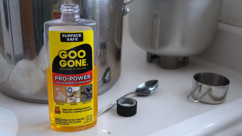 Goo Gone bottle on counter