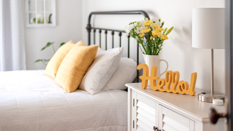 Bed and side table