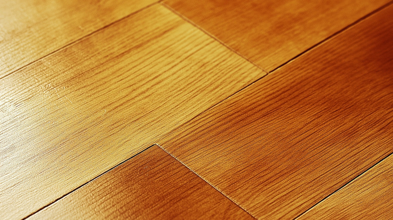 close-up of staggered wooden floor boards