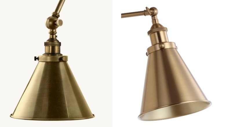Side by side comparison of RH 20th C. Library Double Sconce & JONATHAN Y wall sconce