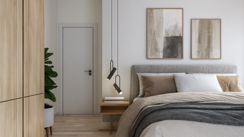 paintings above bed