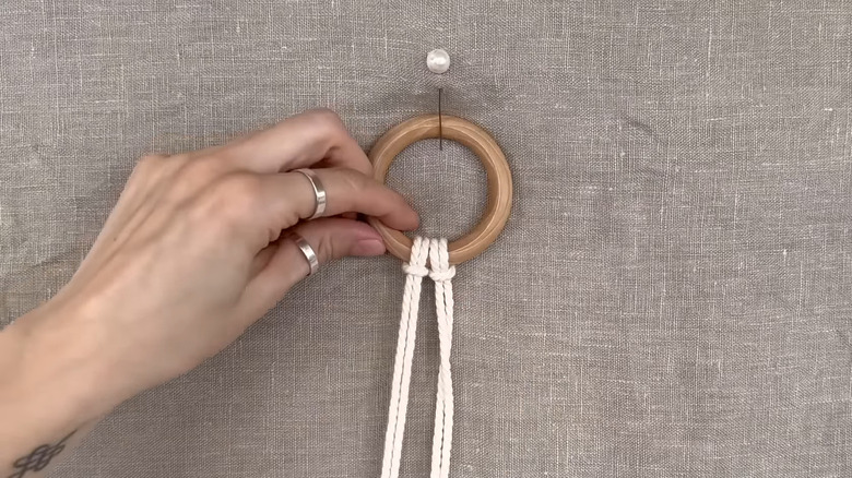 two larks head knots on a macrame ring is how many projects start