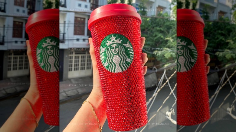 Red Starbucks Swarovski collaboration cup from the 2020 exclusive release.