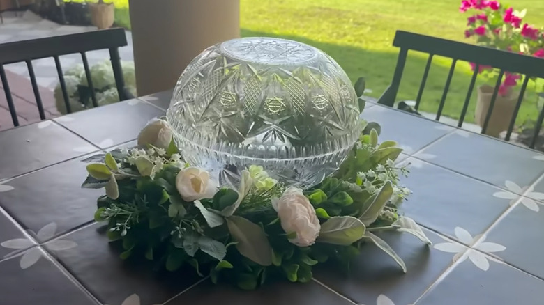 A globe light made from punch bowls