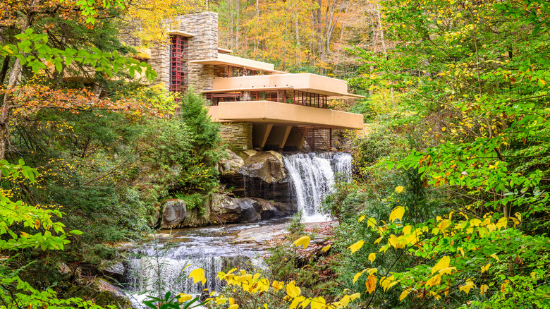 Fallingwater house surrounded by trees