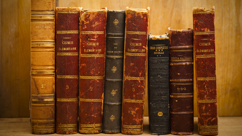 old books on bookshelf