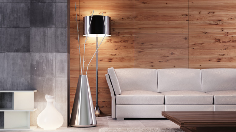 chrome accent piece in living room