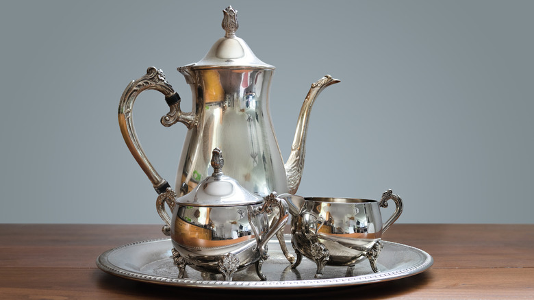 vintage silver tea set