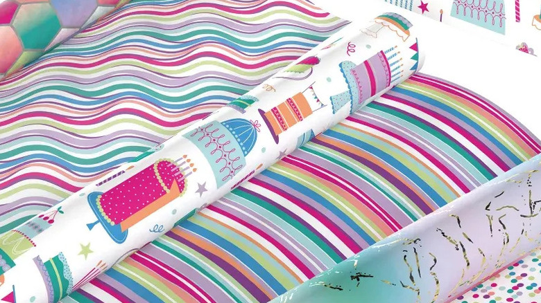 Rolls of wrapping paper in different designs