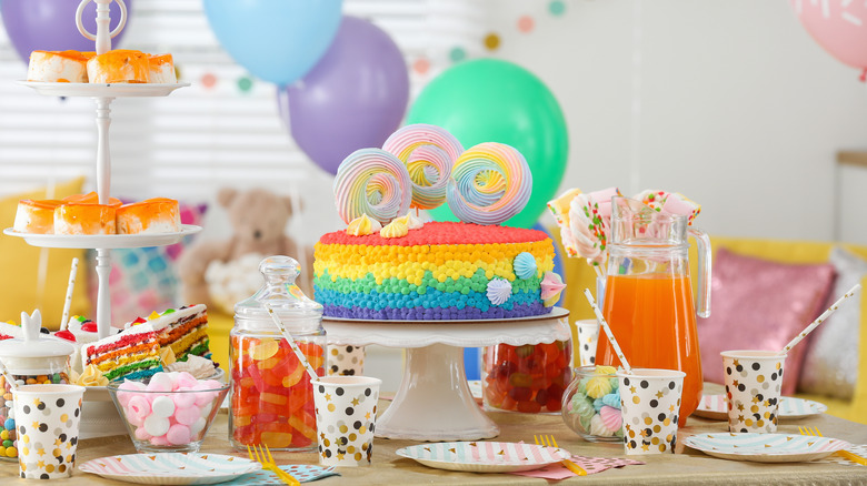 colorful kids birthday table