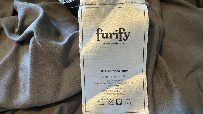 Furify sheets tag with care instructions