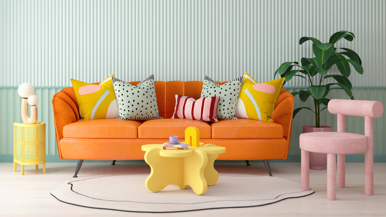 Bright and bold living room furniture.