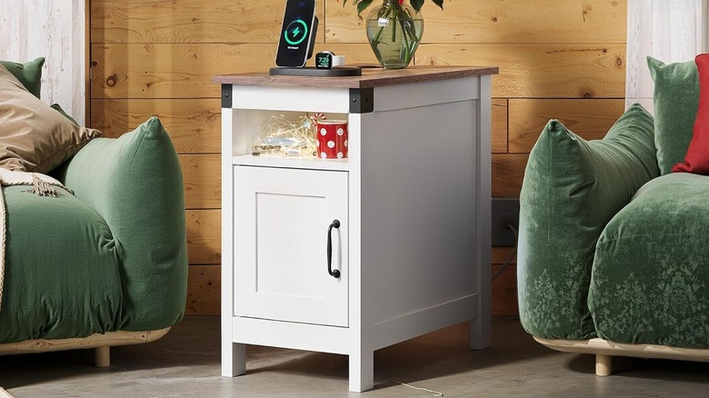 End table with storage and phone charger