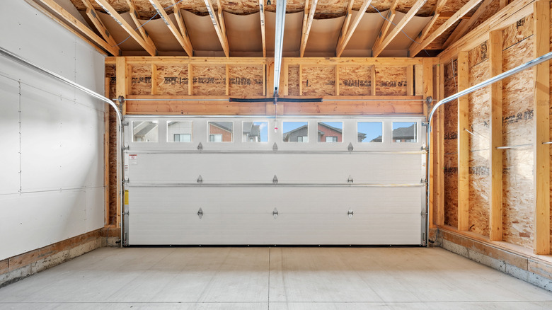 A garage interior is filled with natural light
