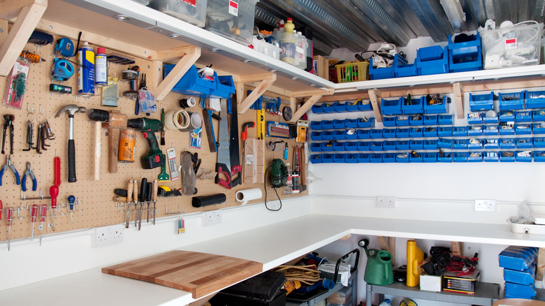 home garage with tools