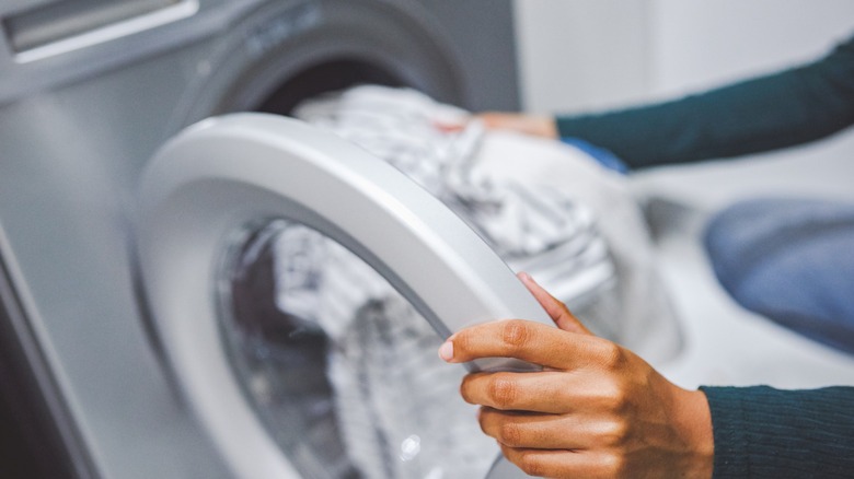 Loading large item in washer