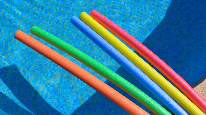 Pool noodles in a pool