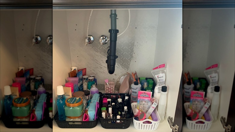 bathroom products under sink