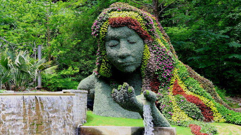 Huge living sculpture, Earth Goddess, at the Atlanta Botanical Garden