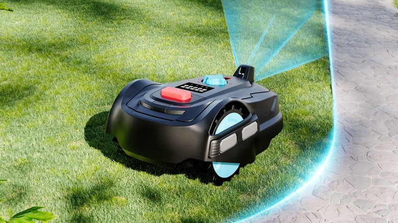 Yardcare M800 Plus mowing grass and detecting pathway