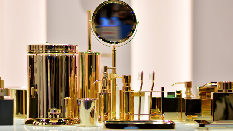 gold jars for bathroom