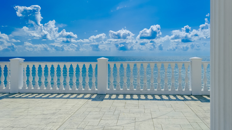 white deck railing