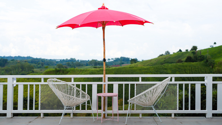 white deck railing