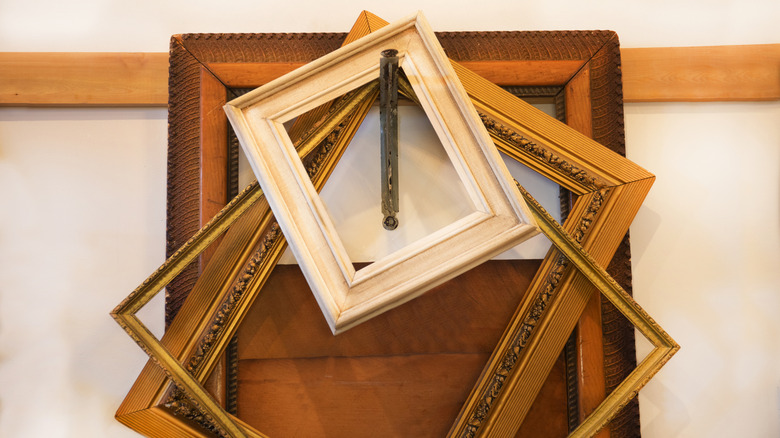 Frames hanging on a hook