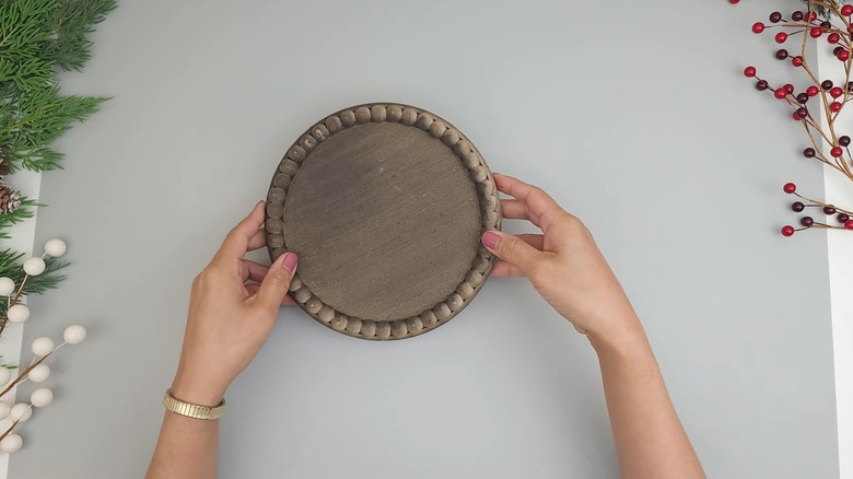 Dollar Tree round beaded trays