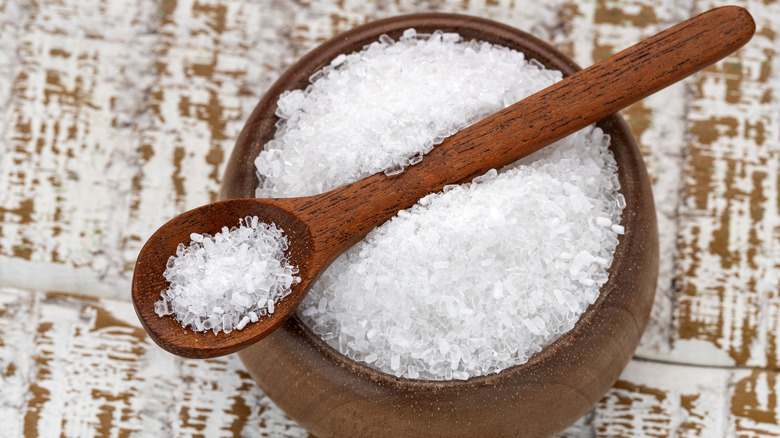 A bowl of Epsom salts on a table