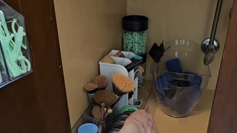 Office supply pen tower to hold makeup under sink cabinet