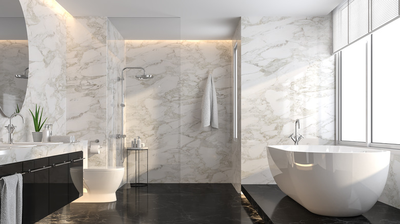 Bathroom with marble design