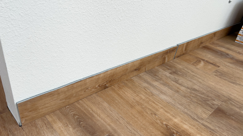 Wooden baseboards in a home