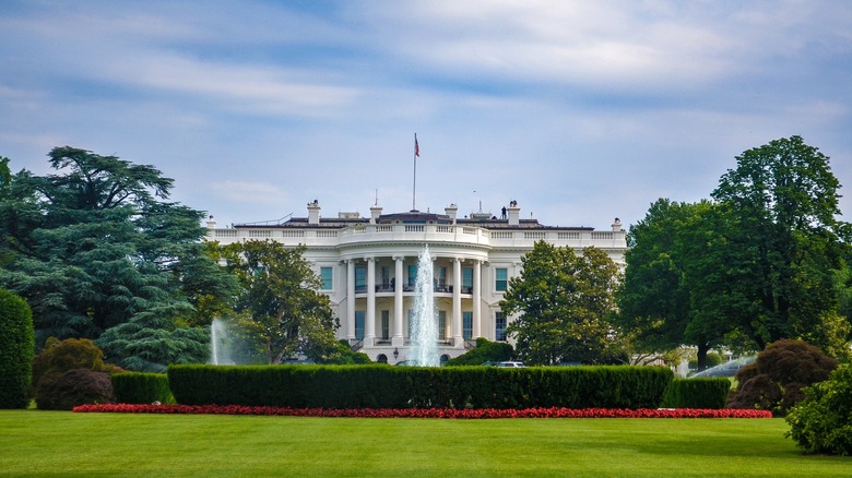 White House lawn and fountain