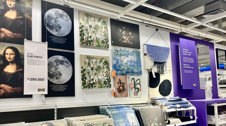 Wall art section in IKEA store