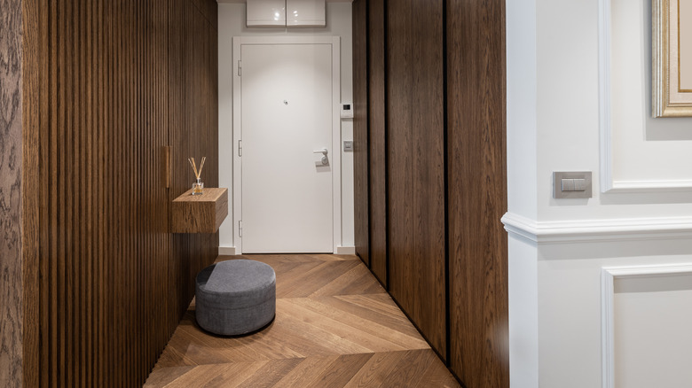 wood drenched entry hall