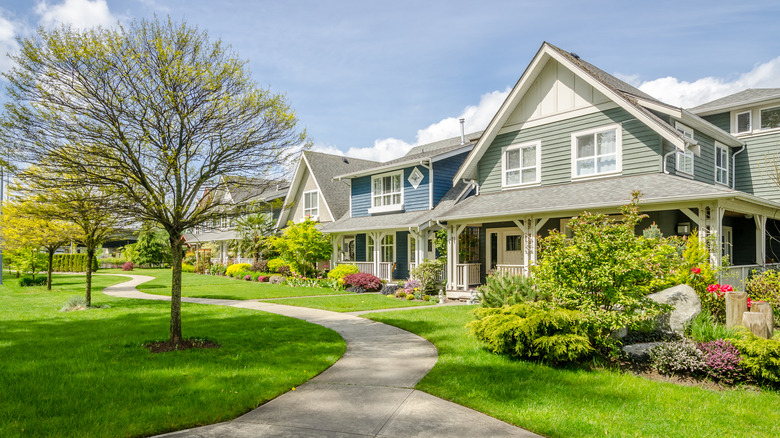 Green and blue home exterior
