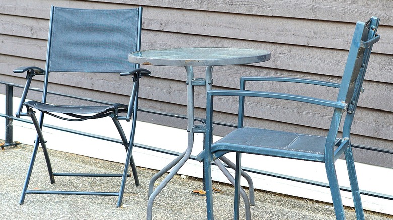 Outdoor table set with chairs
