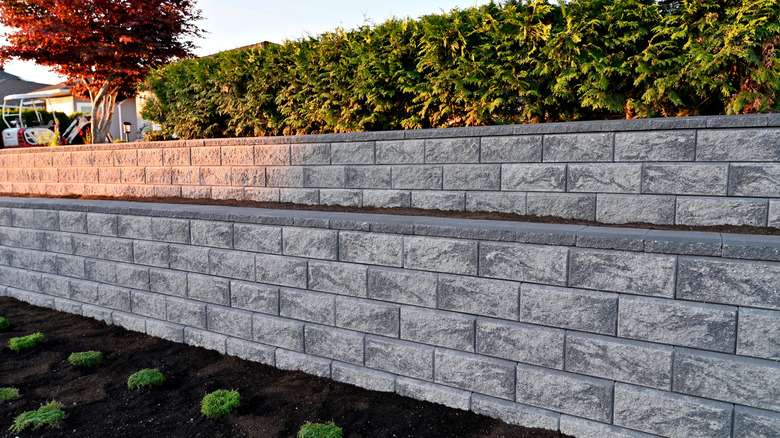 plain concrete retaining wall