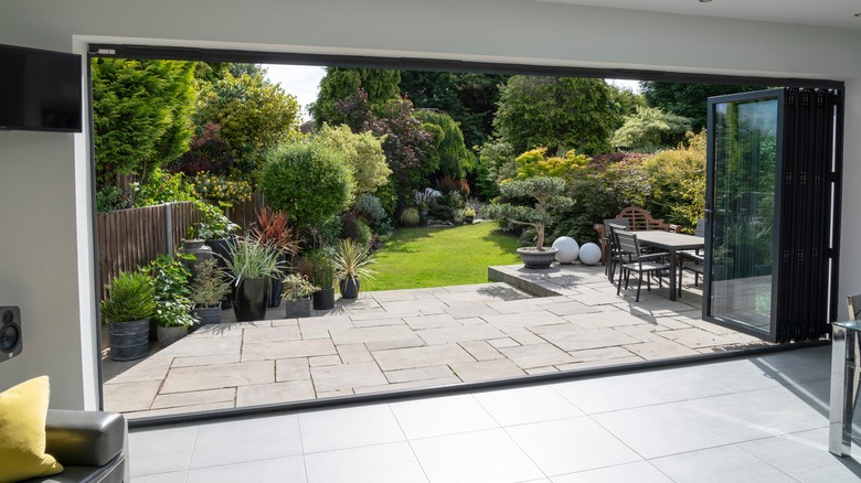 patio with little furniture and decor