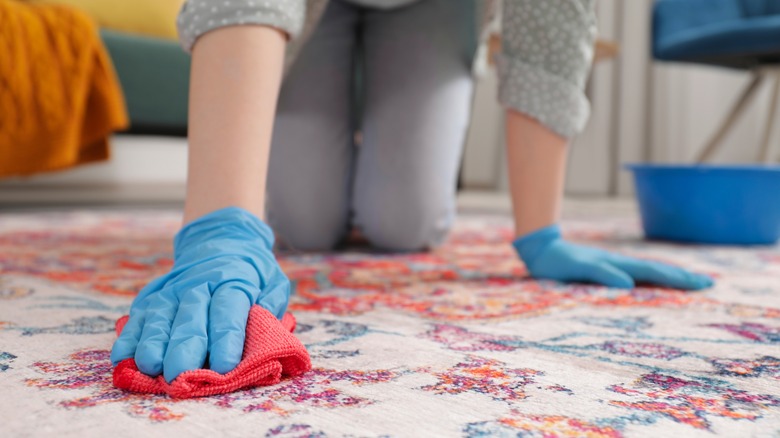 Person cleaning carpet