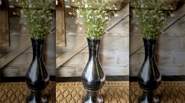 A glass candleholder and vase gets an antique silver revamp to create a whole new look.