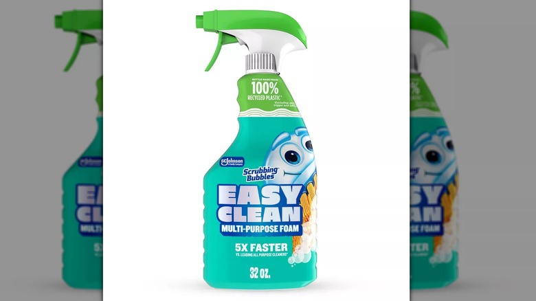 A bottle of Scrubbing Bubbles Easy Clean Multi-Purpose Foam on a white background