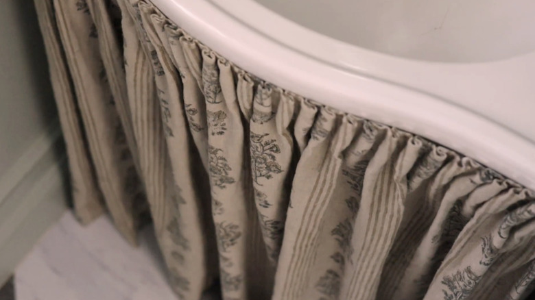 A close-up on ruffled vintage fabric.