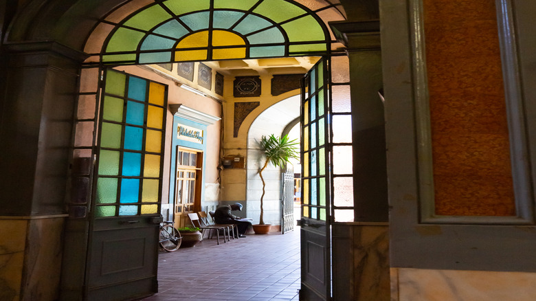 Central Post Office entrance with stained glass