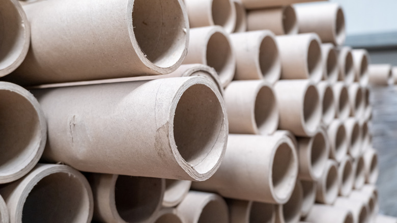 Stacked cardboard tubes for construction